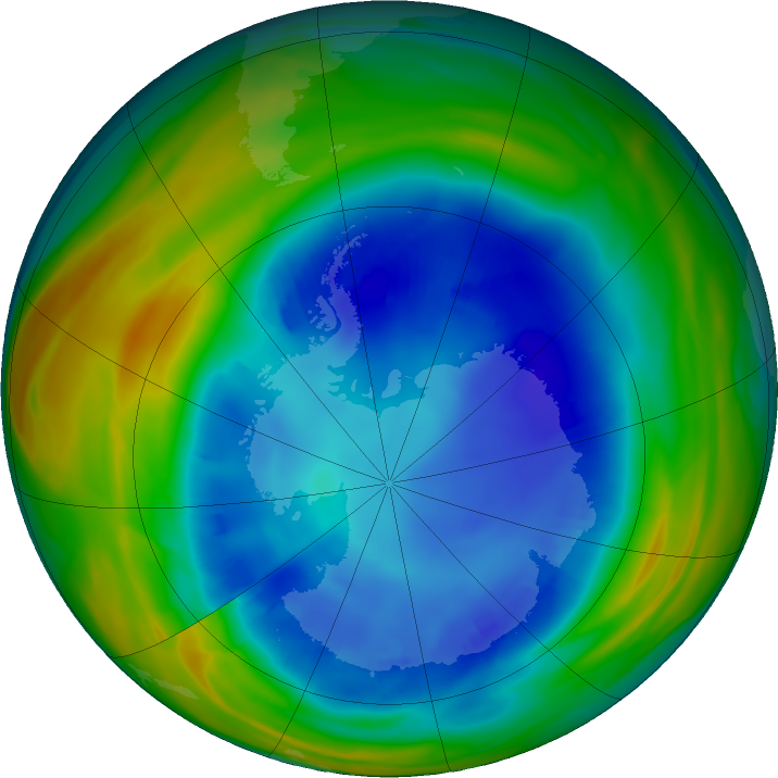 Antarctic ozone map for 17 August 2023